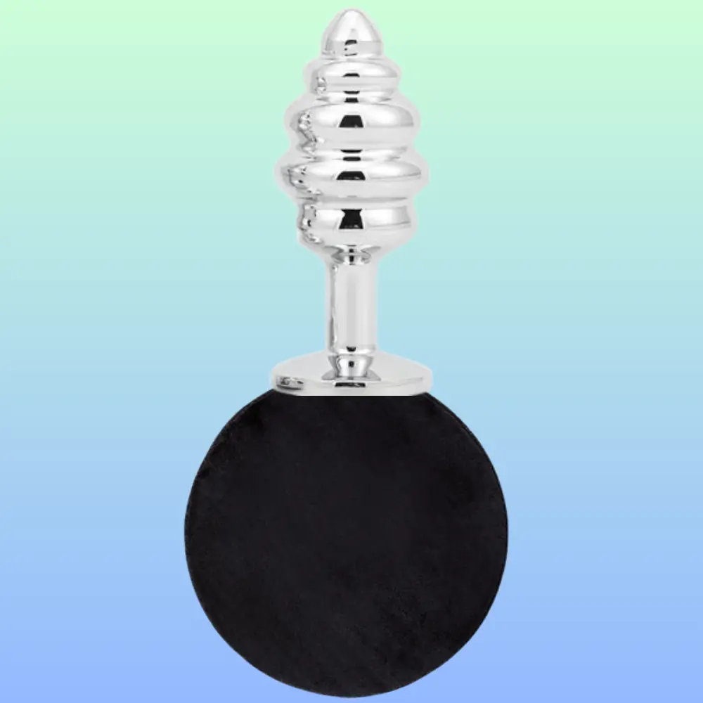 Vişne The Anal Fantasy Ribbed Peluşlu Boğumlu Metal Anal Plug-Black