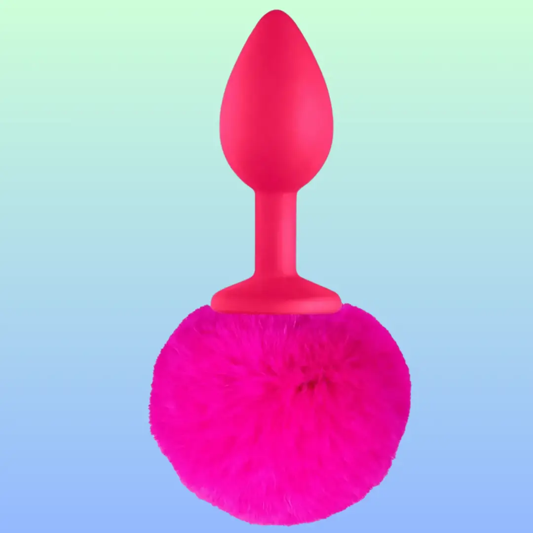 Vişne Luxury Pink Silicone Bunny Tail Pink Kuyruklu Anal Plug