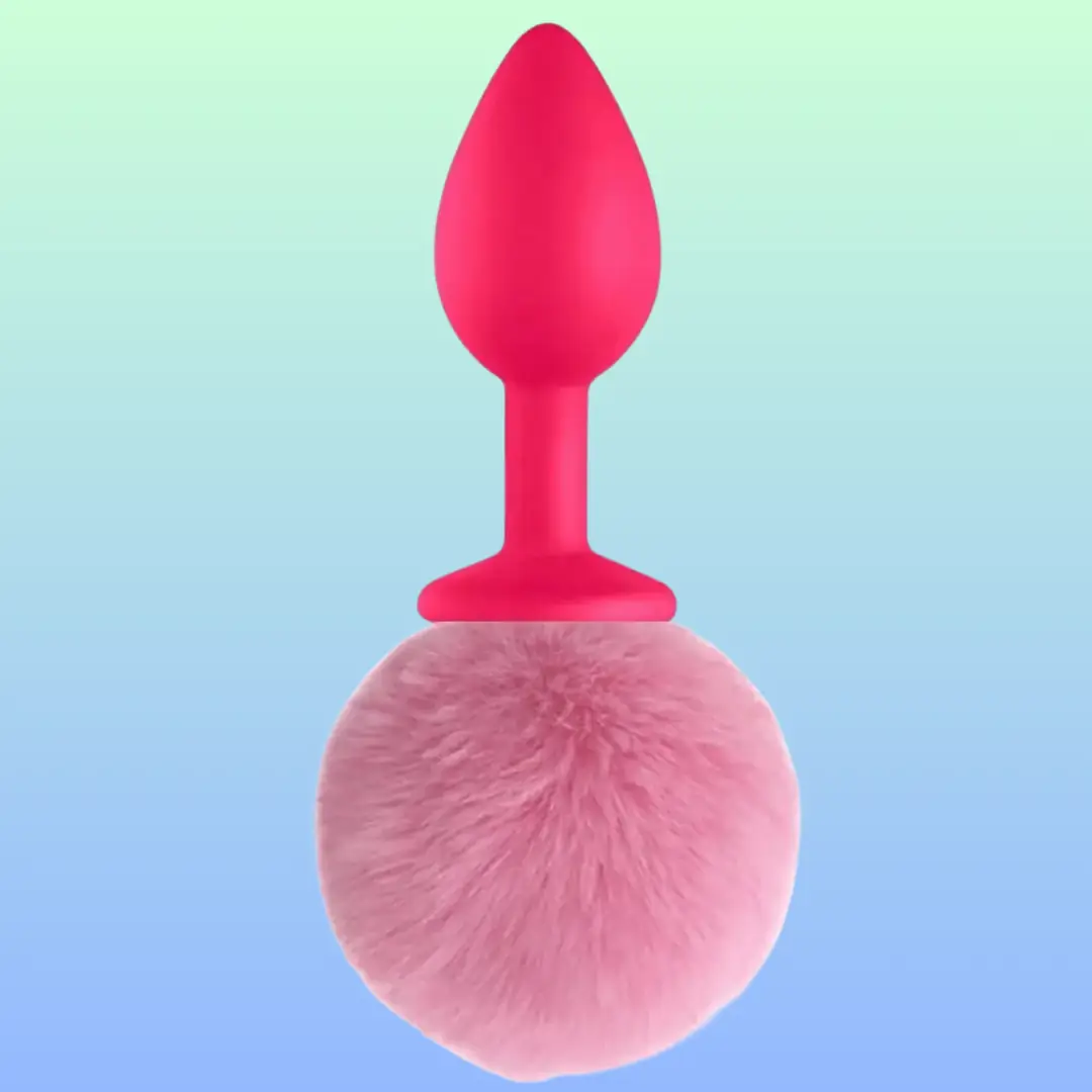 Vişne Luxury Pink Silicone Bunny Tail Rose Kuyruklu Anal Plug
