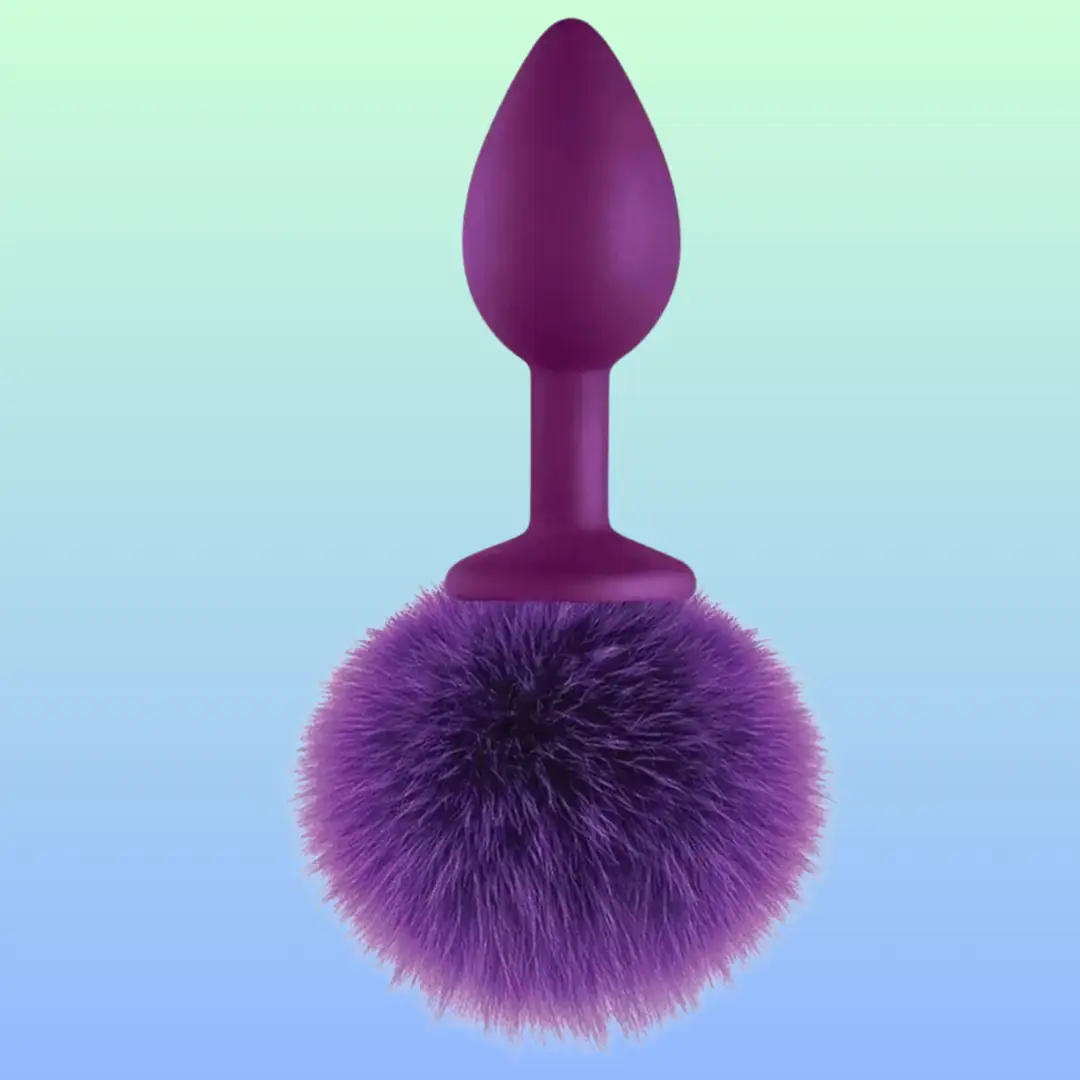 Vişne Luxury Purple Silicone Bunny Tail Purple Kuyruklu Anal Plug
