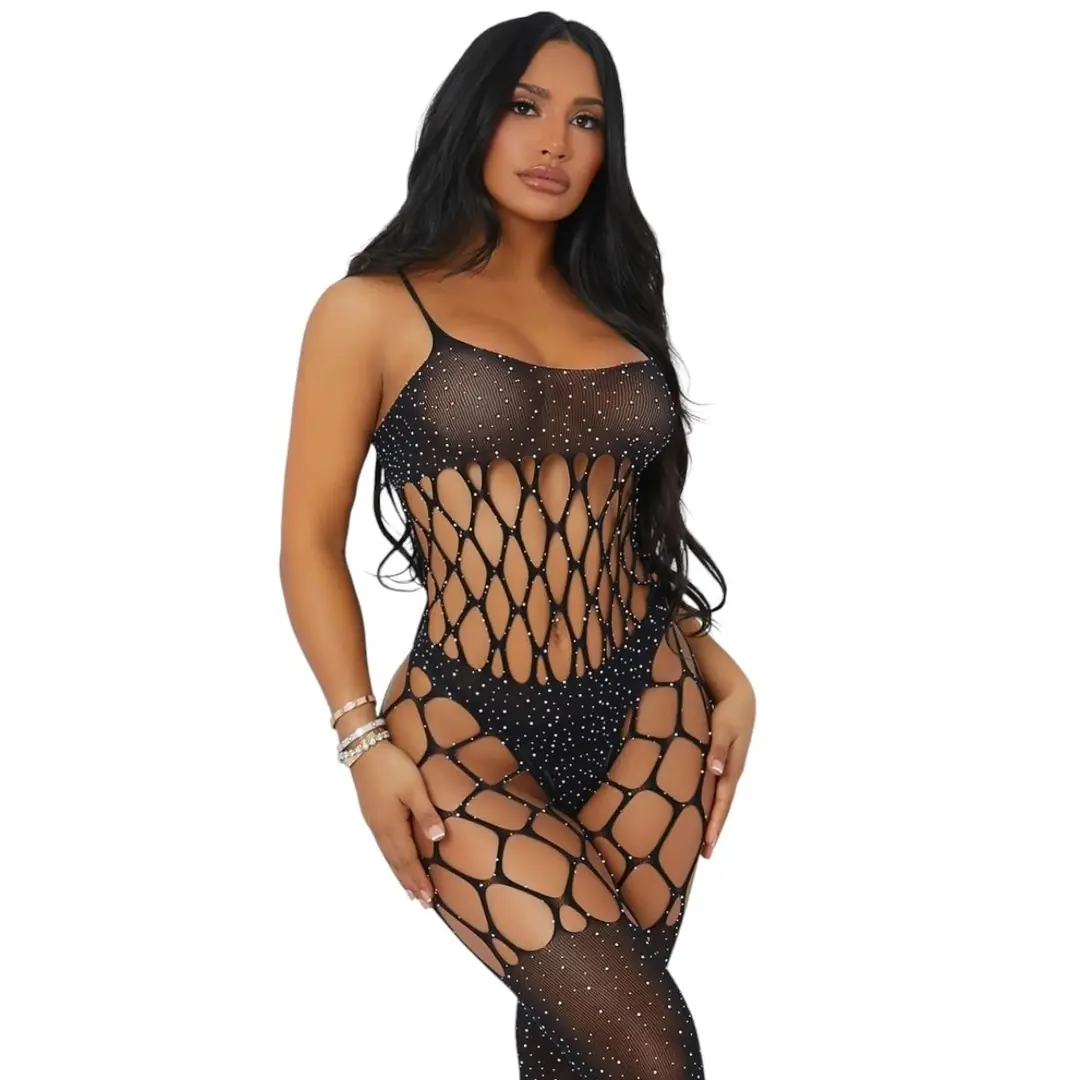 Vişne Fantasy Wear Seksi Baklava Taşlı Vücut Çorabı