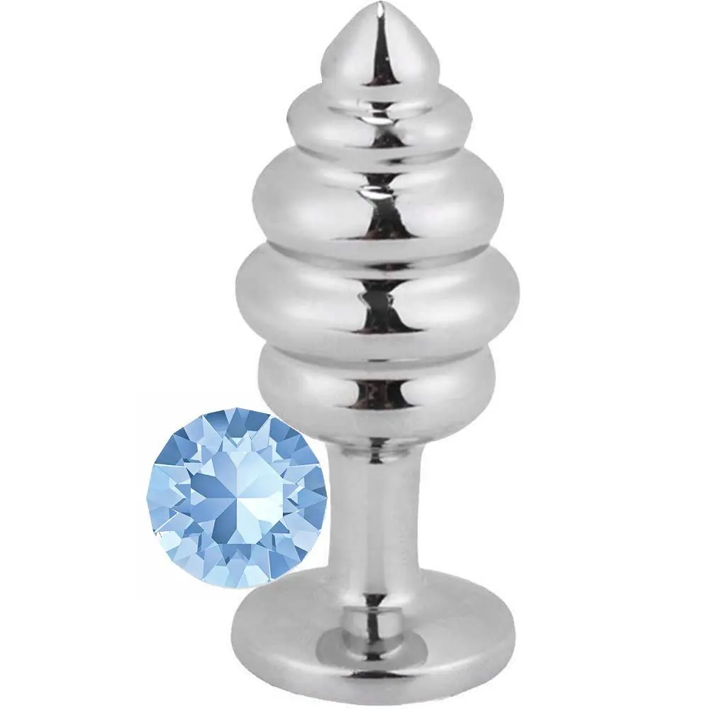 Vişne Silver Small Mavi Taşlı Boğumlu Anal Alıştırıcı Metal Plug