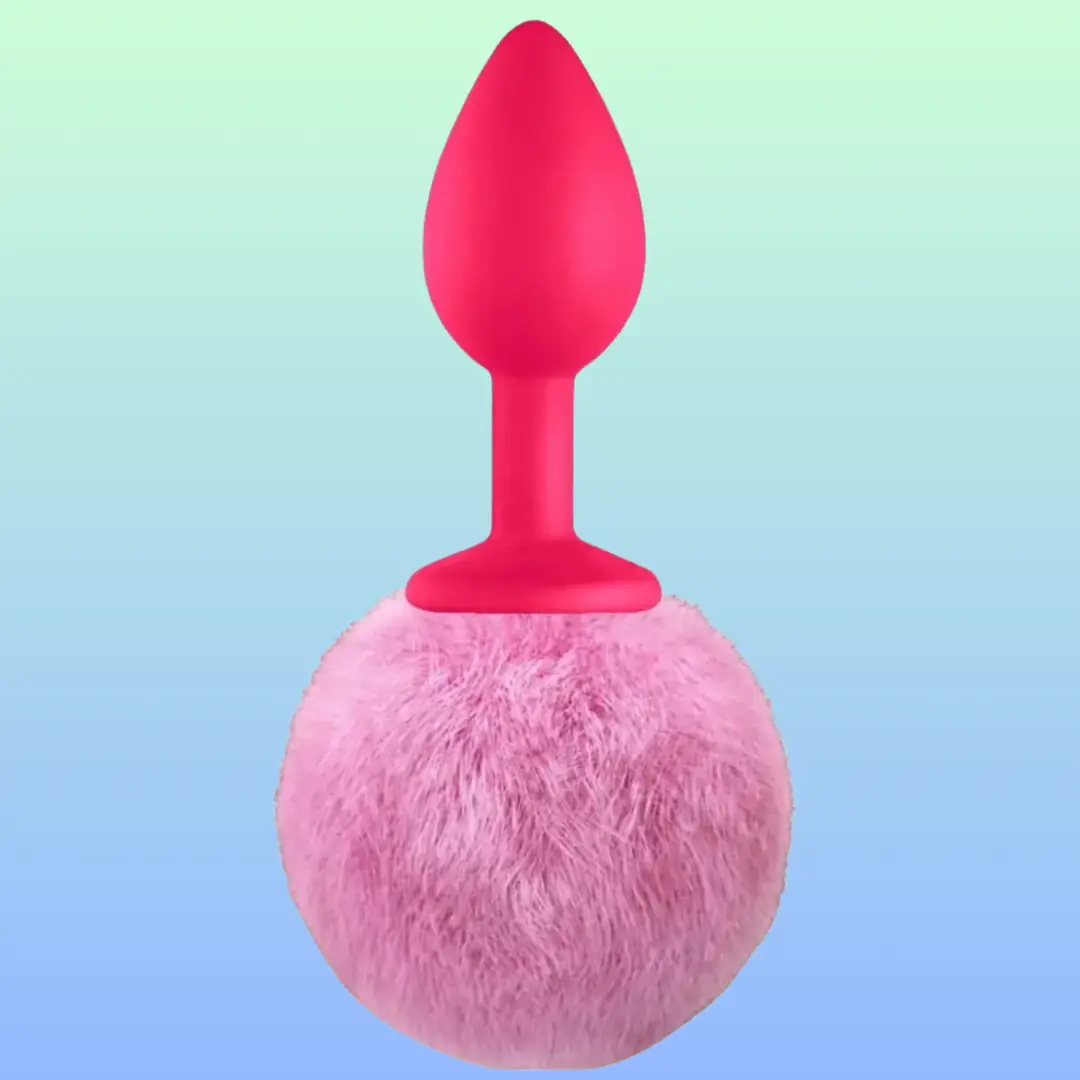 Vişne Luxury Pink Silicone Bunny Tail Lilac Kuyruklu Anal Plug