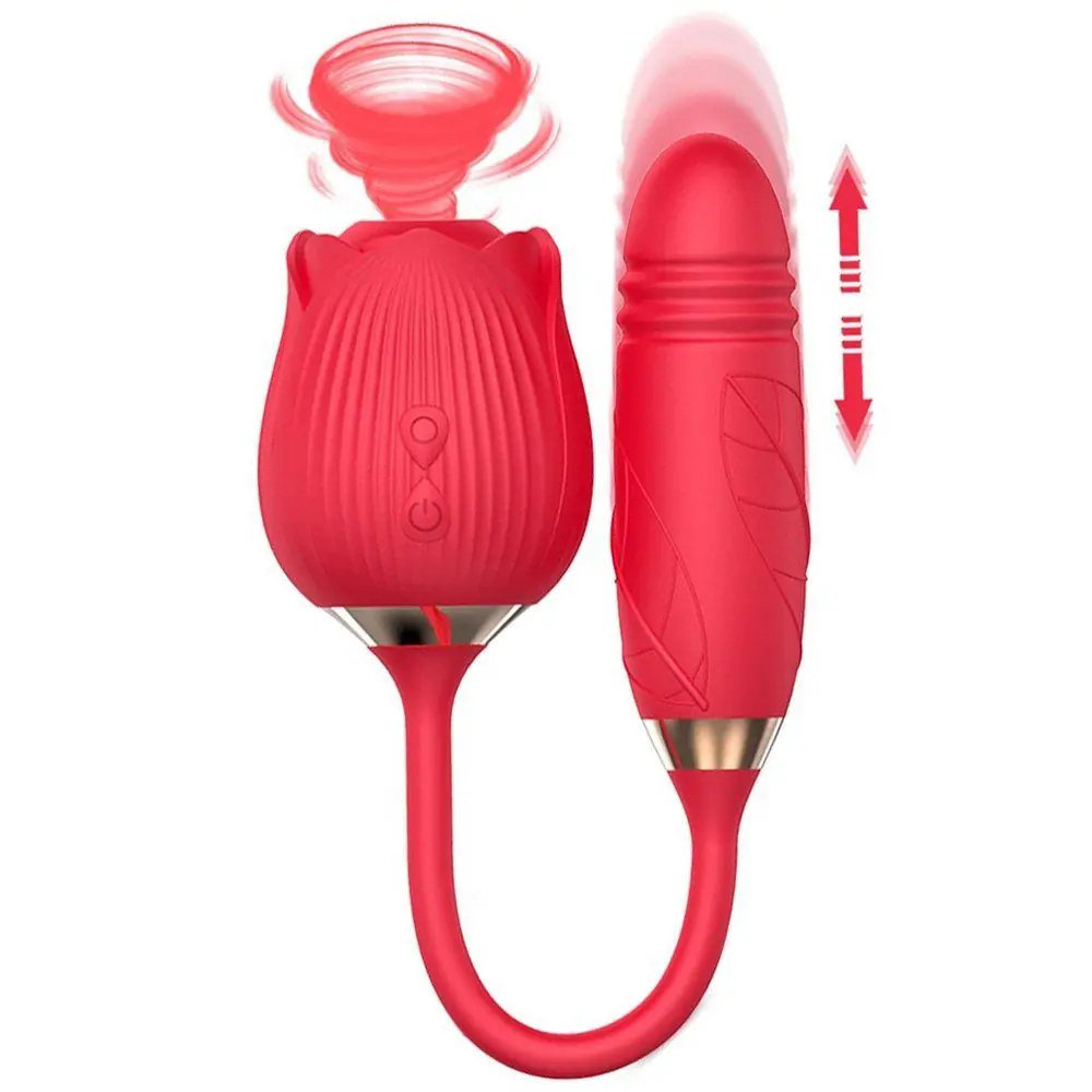 Vişne Rose Emiş Güçlü ve İleri Geri Hareketli Gül Vibratör