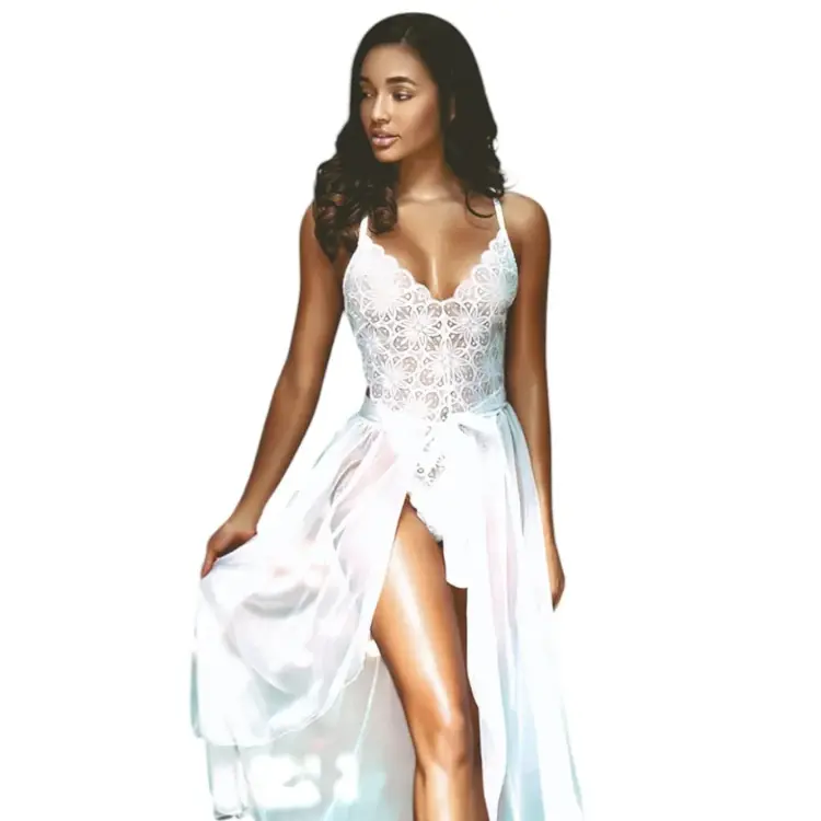 Vişne Fantasy Wear Dantelli Uzun Seksi Gecelik