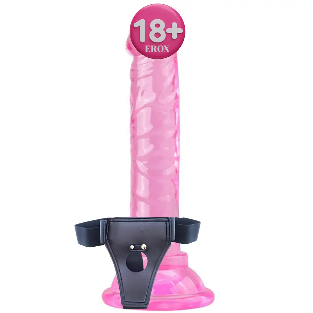 Vişne Jelly Strap-On 14.5 cm Belden Bağlamalı Realistik Penis-Pink