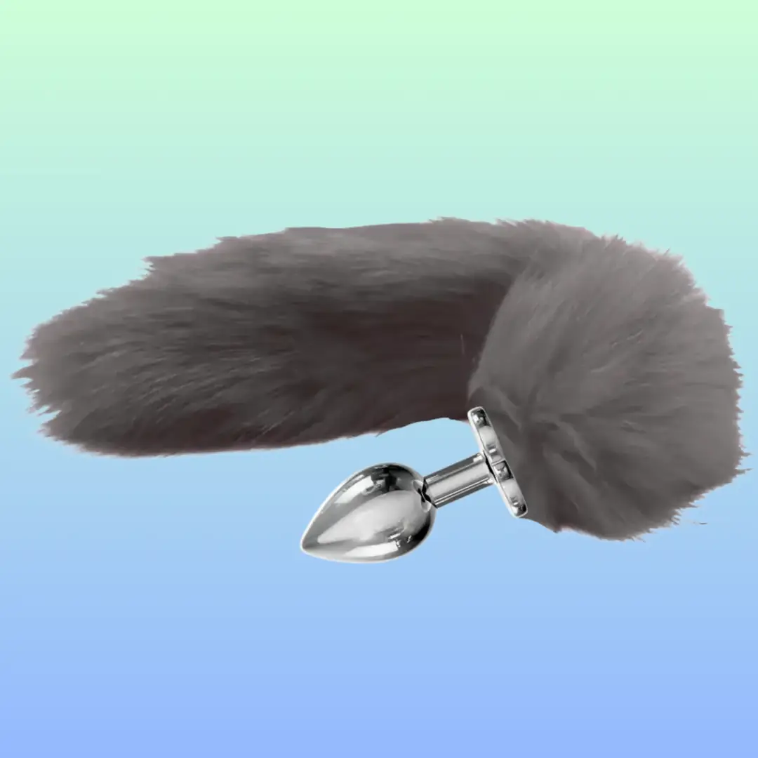 Vişne Love The Anal Fantasy Kül Gri Tilki Kuyruklu Metal Anal Plug