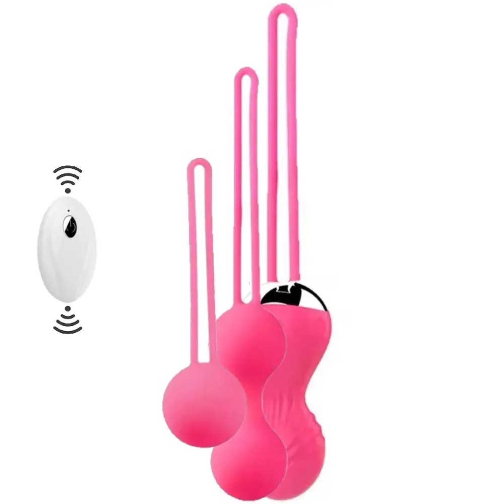 Vişne Exuis Balls Set Uzaktan Kumanda Kegel Egzersiz Vibratörü Pink