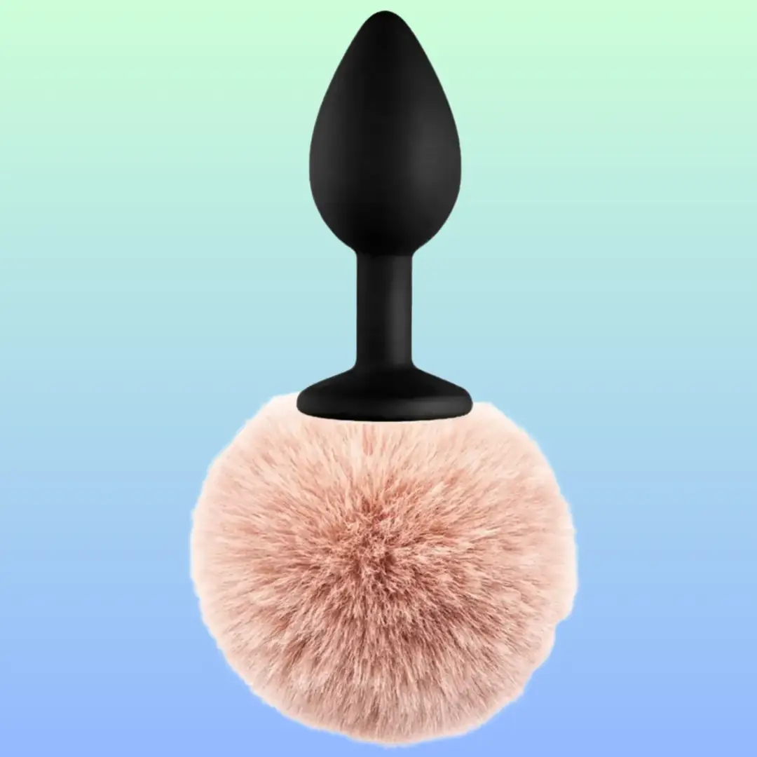 Vişne Luxury Black Silicone Bunny Tail Brown Kuyruklu Anal Plug