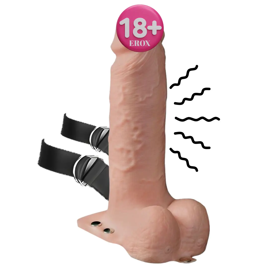 Fetish Fantasy Serisi Usb Şarjlı Strapon Titreşimli İçi Boş Penis 18 cm
