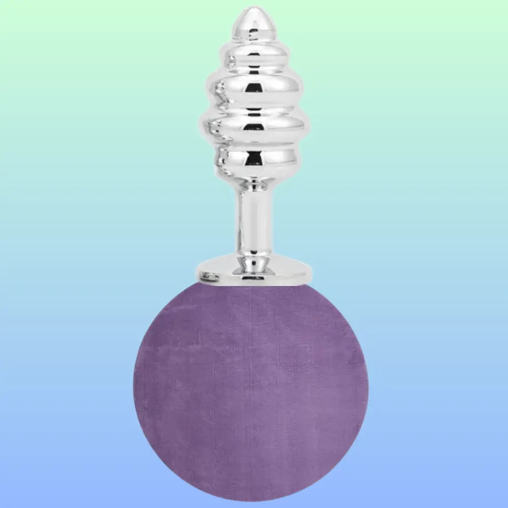 Vişne The Anal Fantasy Ribbed Peluşlu Boğumlu Metal Anal Plug-Purple