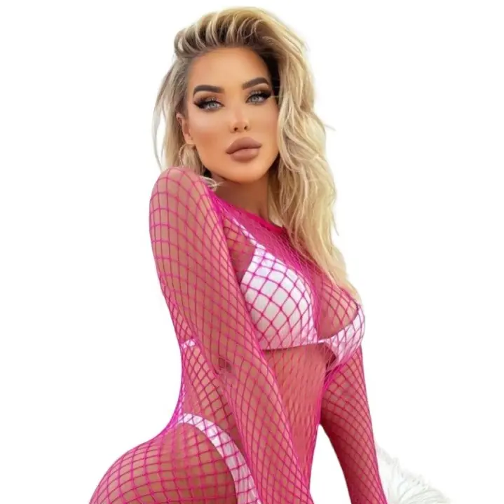 Vişne Fantasy Wear Şık ve Özel Bölgesi Açık Seksi Vücut Çorabı