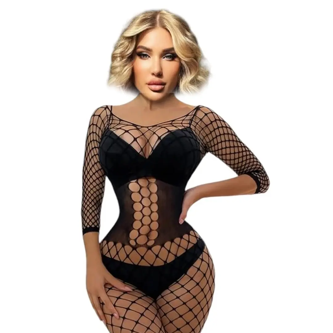 Vişne She Fantasy Wear Dekolteli Seksi Siyah Vücut Çorabı