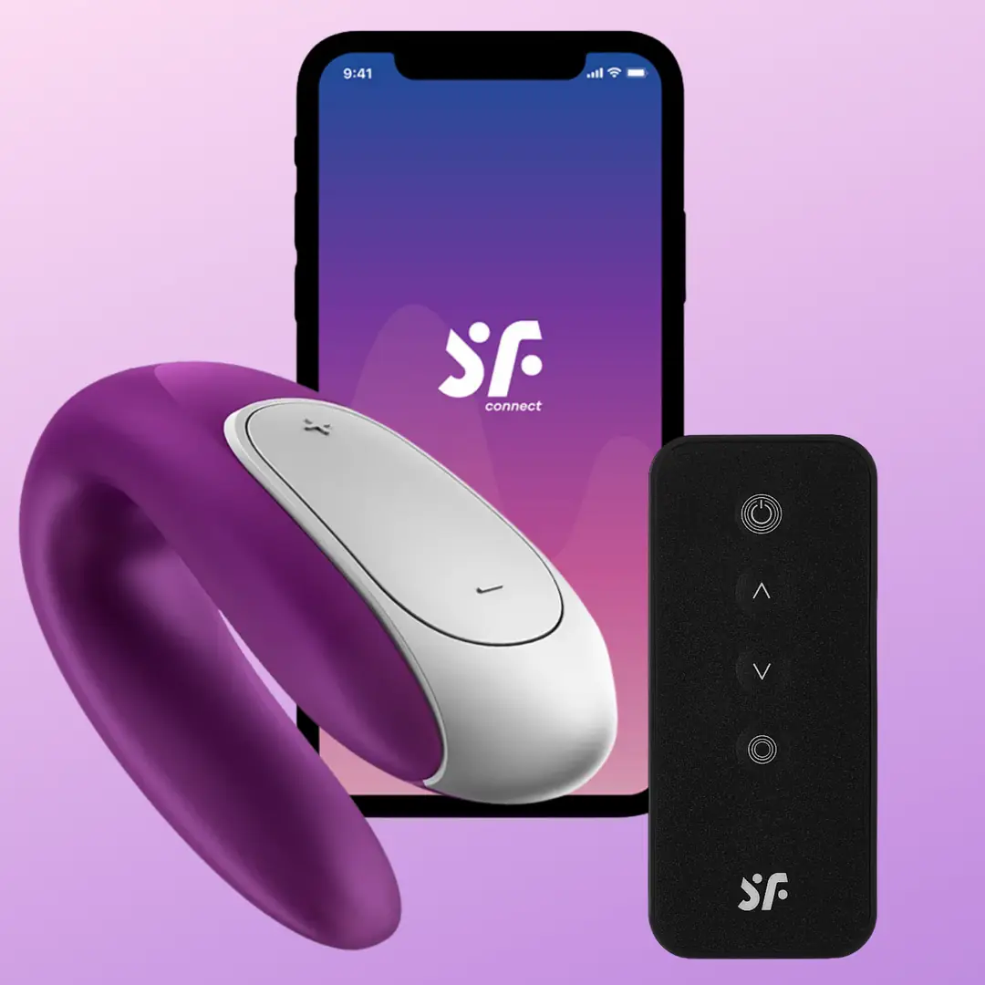 Satisfyer Double Fun Telefon ve Uzaktan Kumanda Kontrollü Vibratör-Violet