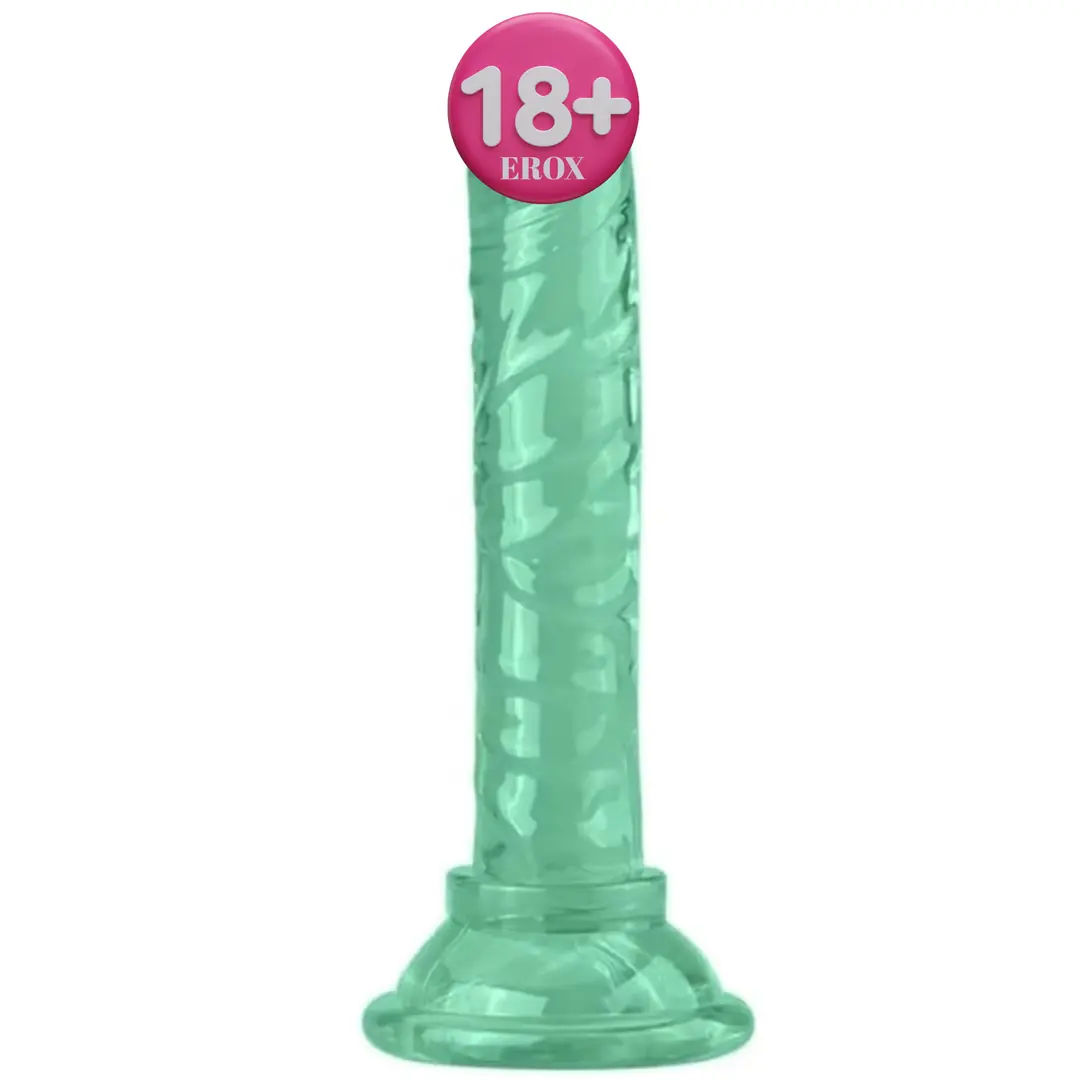 Vişne Jelly Silicone 14.5 cm Anal ve Vajinal Realistik Penis-Green