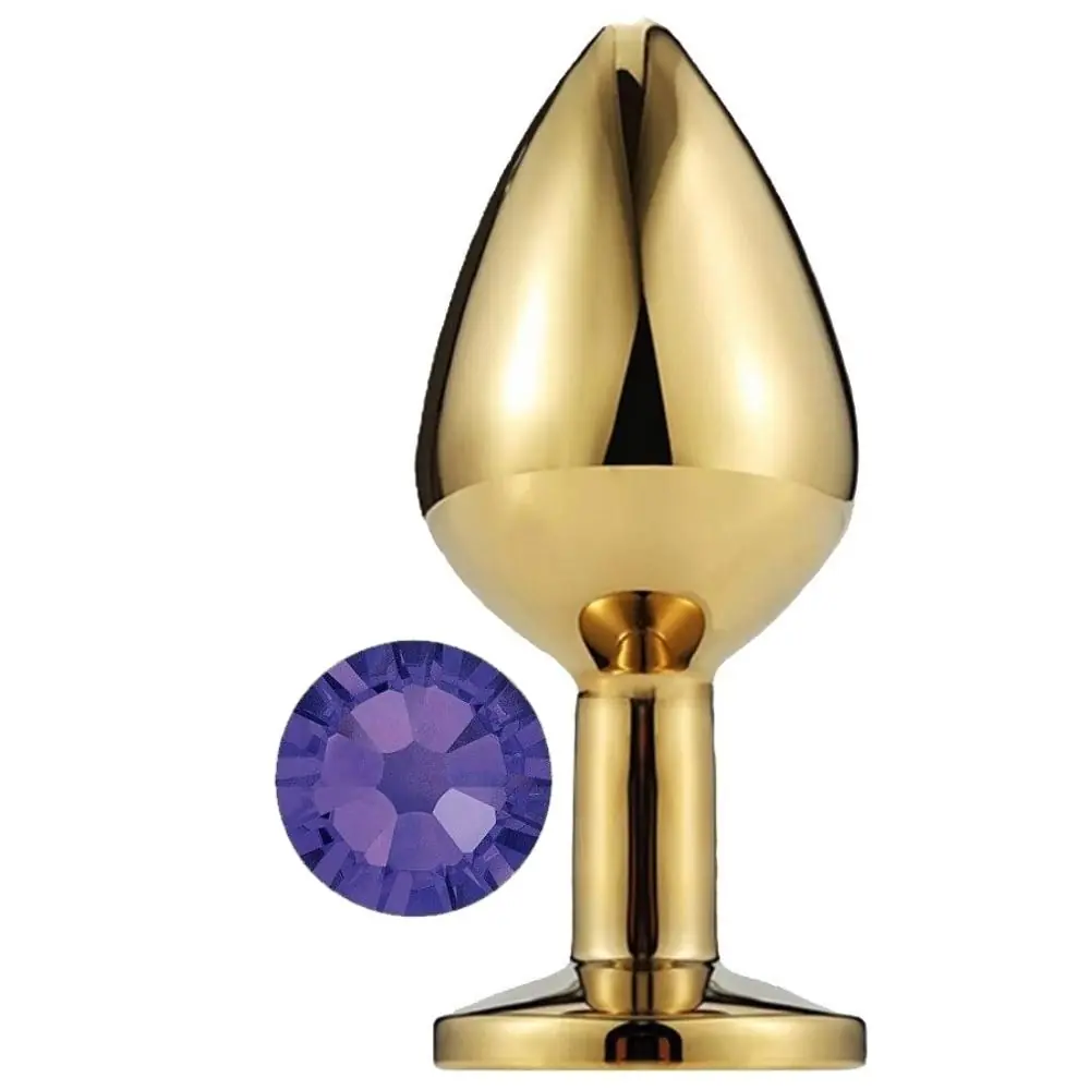 Vişne Gold Medium Mor Kristal Taşlı Metal Anal Plug