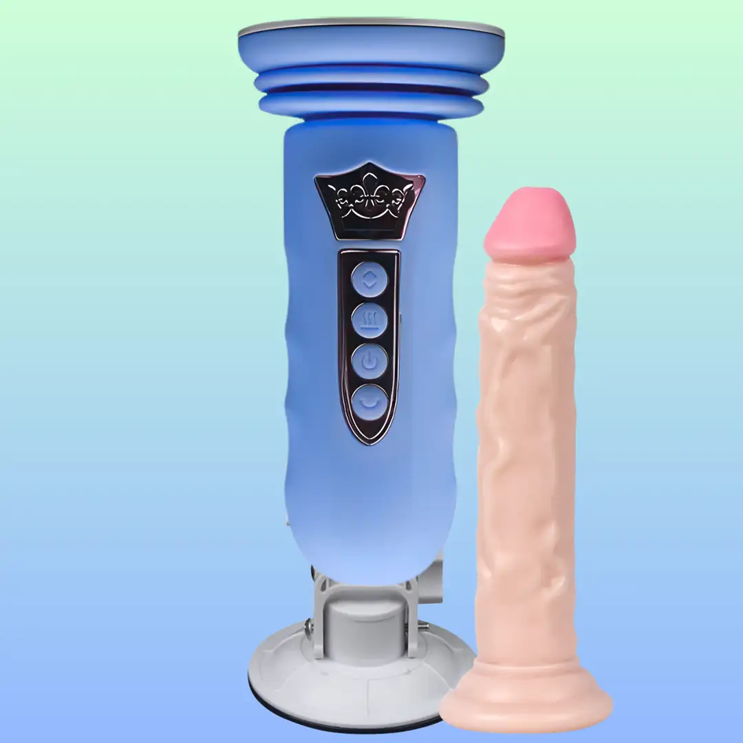 Vişne Suction Cup Sex Machine Realistik Penis Uyumlu Seks Makinesi-Blue
