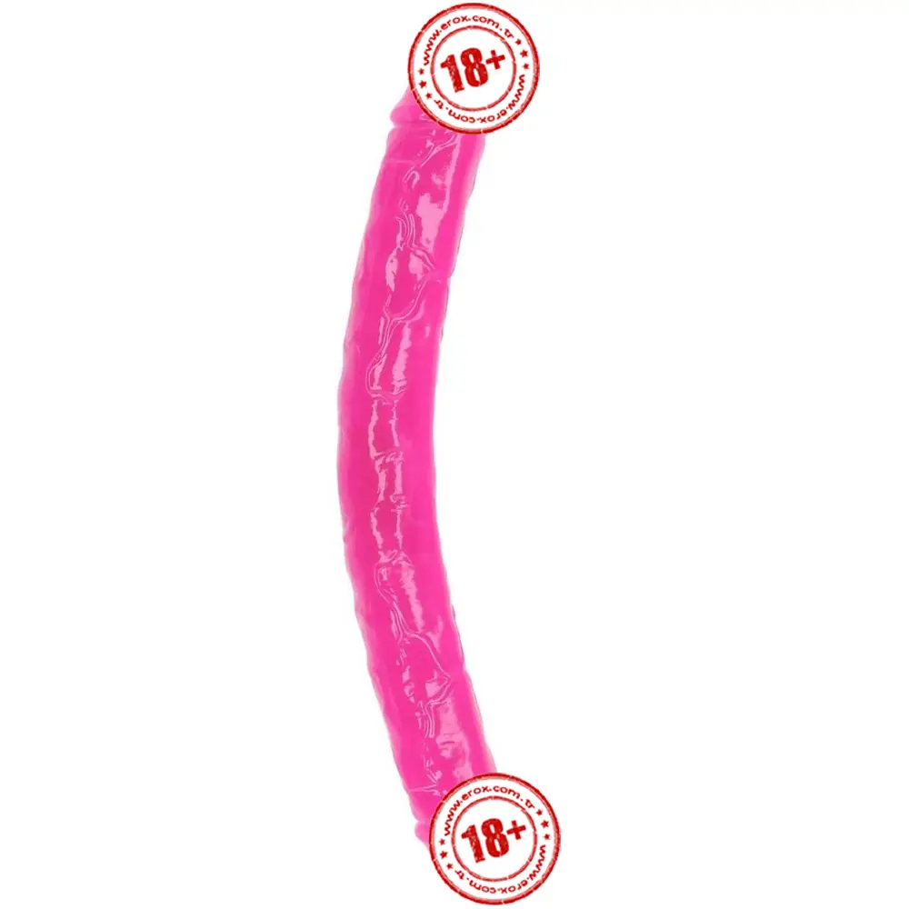 Vişne Double Ended Jelly Dildo 30 cm Çift Taraflı Jel Penis-Pink