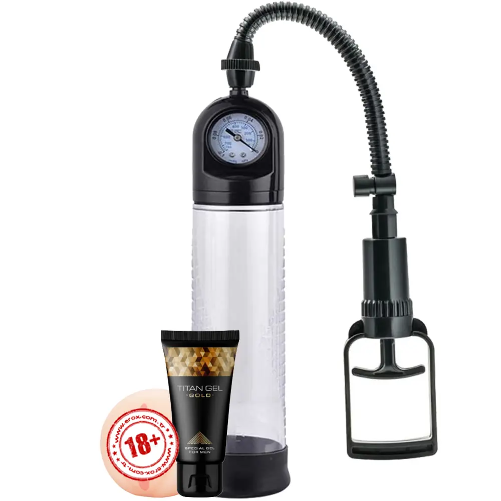 Vişne World Men's Pump Dijital Mekanizmalı Manuel Penis Pompası Kampanya Paket