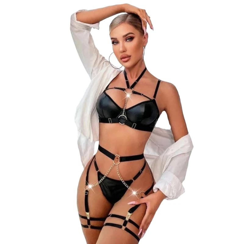 Vişne Fantasy Wear Lingerie Dreams Zincirli Jartiyer Takım