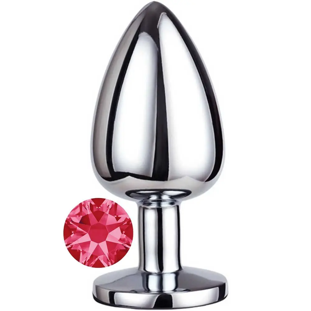 Vişne Luxury Silver Pembe Taşlı Büyük Metal Anal Plug
