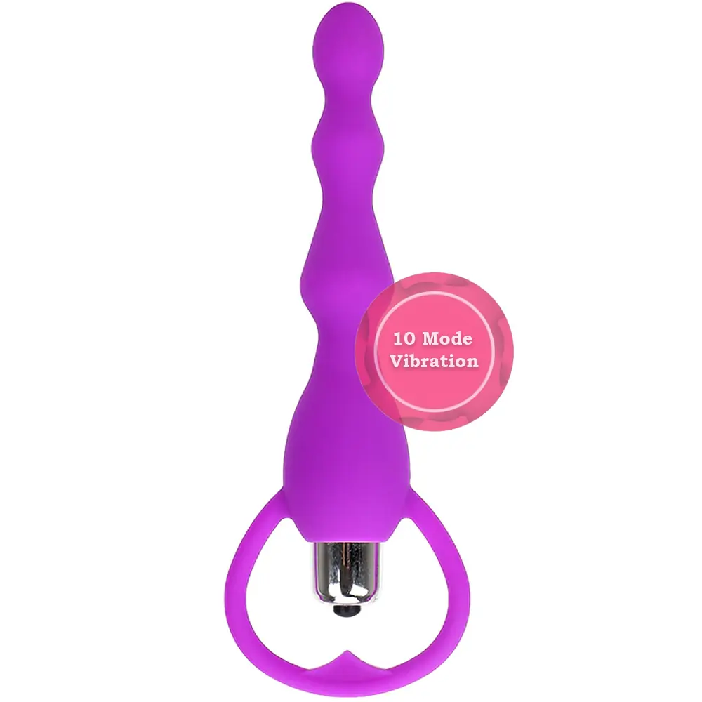 Vişne Anal Fantasy Boğumlu 10 Mod Titreşimli Anal Vibratör-Purple