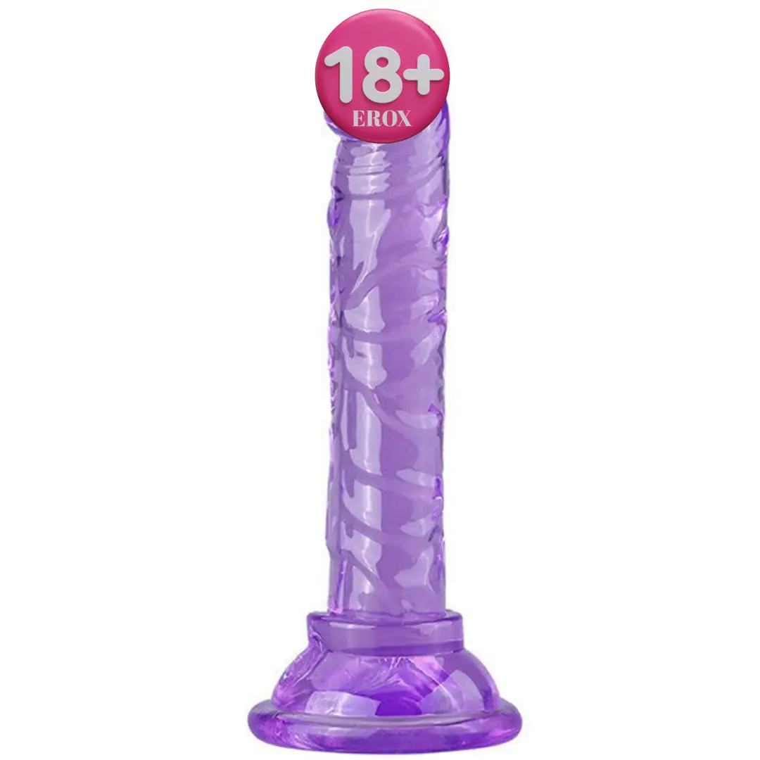Vişne Jelly Silicone 14.5 cm Anal ve Vajinal Realistik Penis-Purple