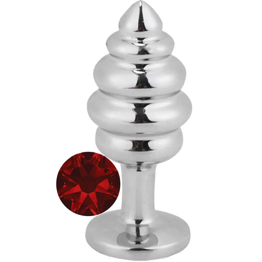 Vişne Silver Large Kırmızı Taşlı Boğumlu Anal Metal Plug