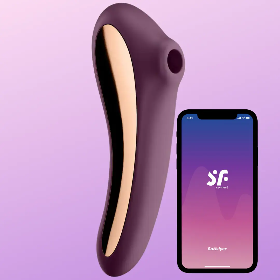 Satisfyer Dual Kiss Telefon Kontrollü Emiş Güçlü Vibratör-Bordeaux