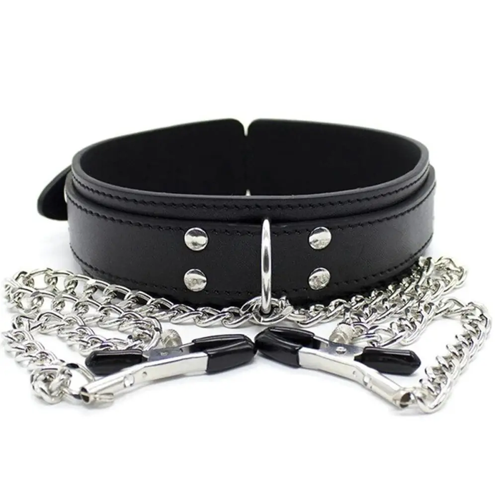 Vişne Fetish Fantasy Series Collar With Nipple Clamps Zincirli Göğüs Klipsi