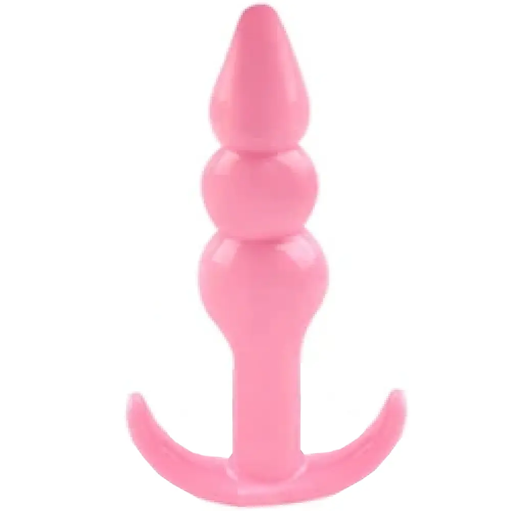 Vişne Anal Fantasy Ribbled Silicone Jelly Butt Plug Anal Alıştırıcı-Pink