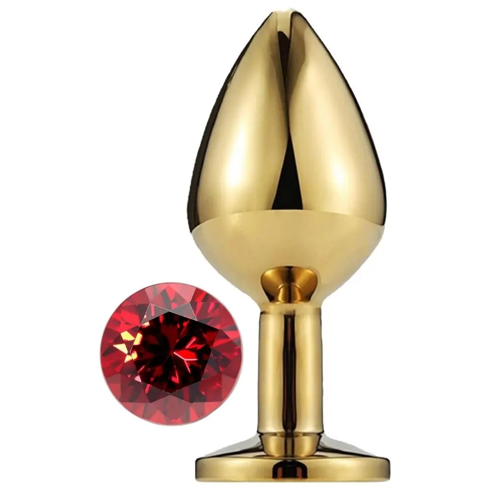 Vişne Gold Small Kırmızı Kristal Taşlı Metal Anal Plug