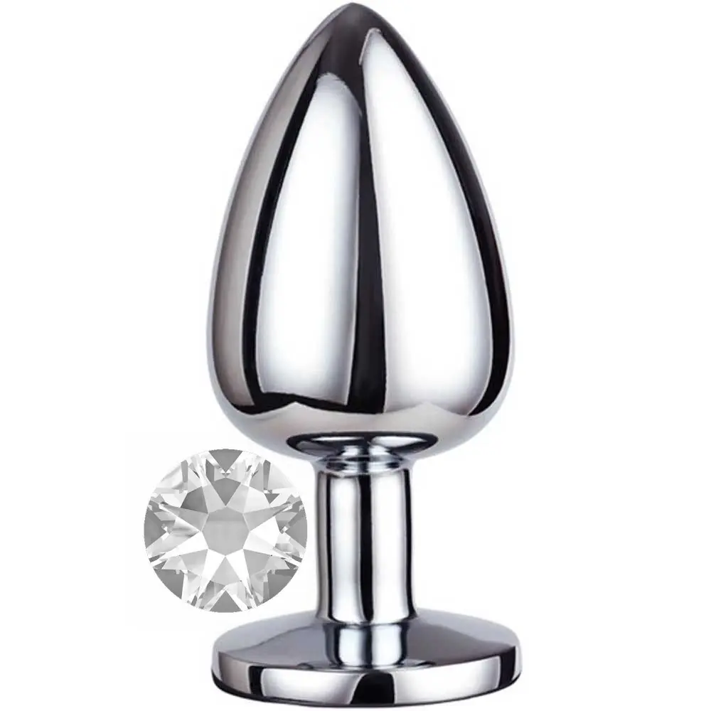 Vişne Luxury Silver Beyaz Taşlı Büyük Metal Anal Plug