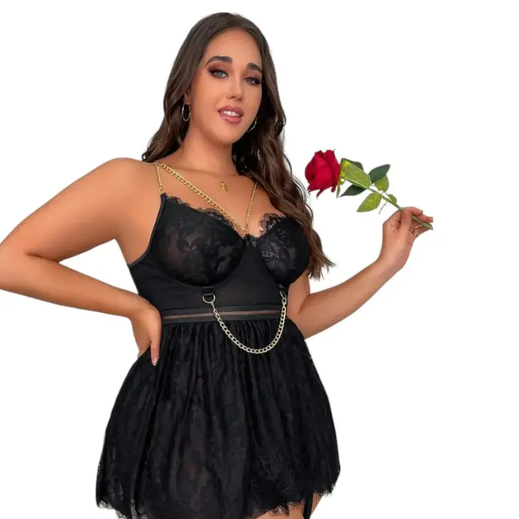 Vişne Fantasy Wear Dantelli Mini Seksi Gecelik
