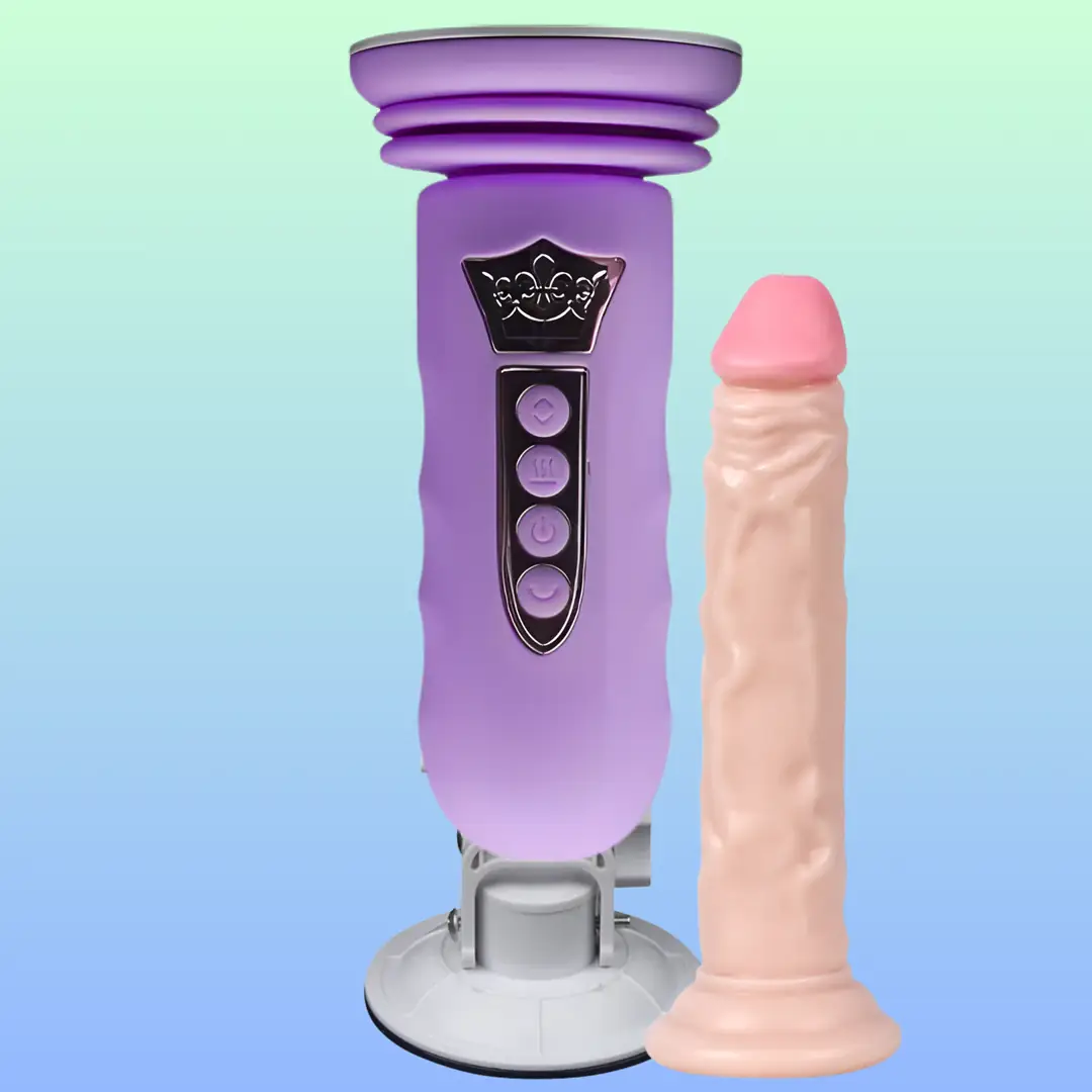 Vişne Suction Cup Sex Machine Realistik Penis Uyumlu Seks Makinesi-Purple