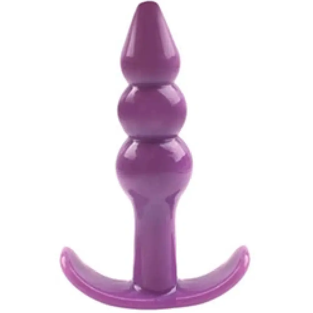 Vişne Anal Fantasy Ribbled Silicone Jelly Butt Plug Anal Alıştırıcı-Purple
