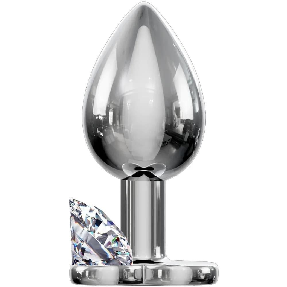 Vişne Anal Fantasy Luxury Diamond White Taşlı Metal Anal Plug - Small