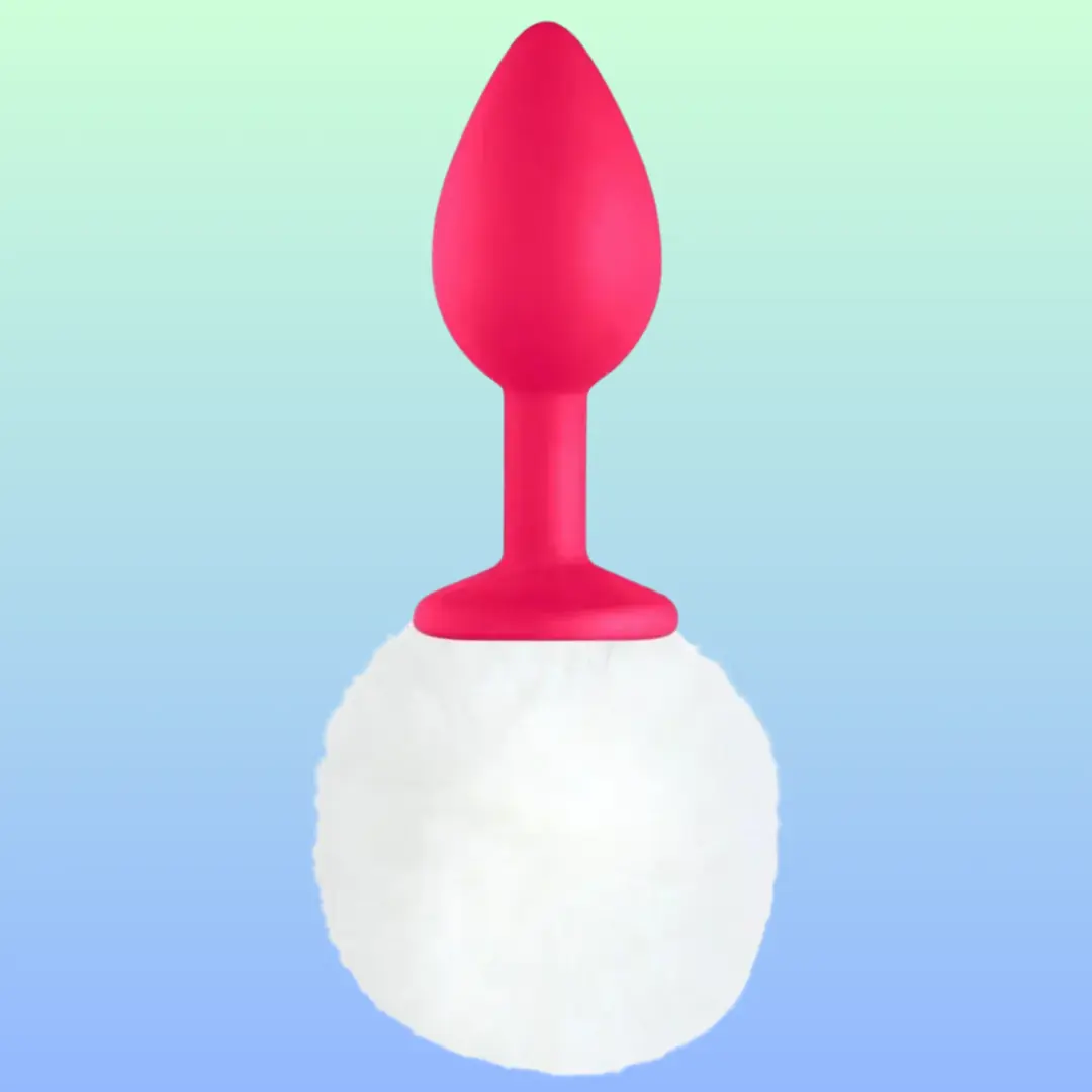 Vişne Luxury Pink Silicone Bunny Tail White Kuyruklu Anal Plug