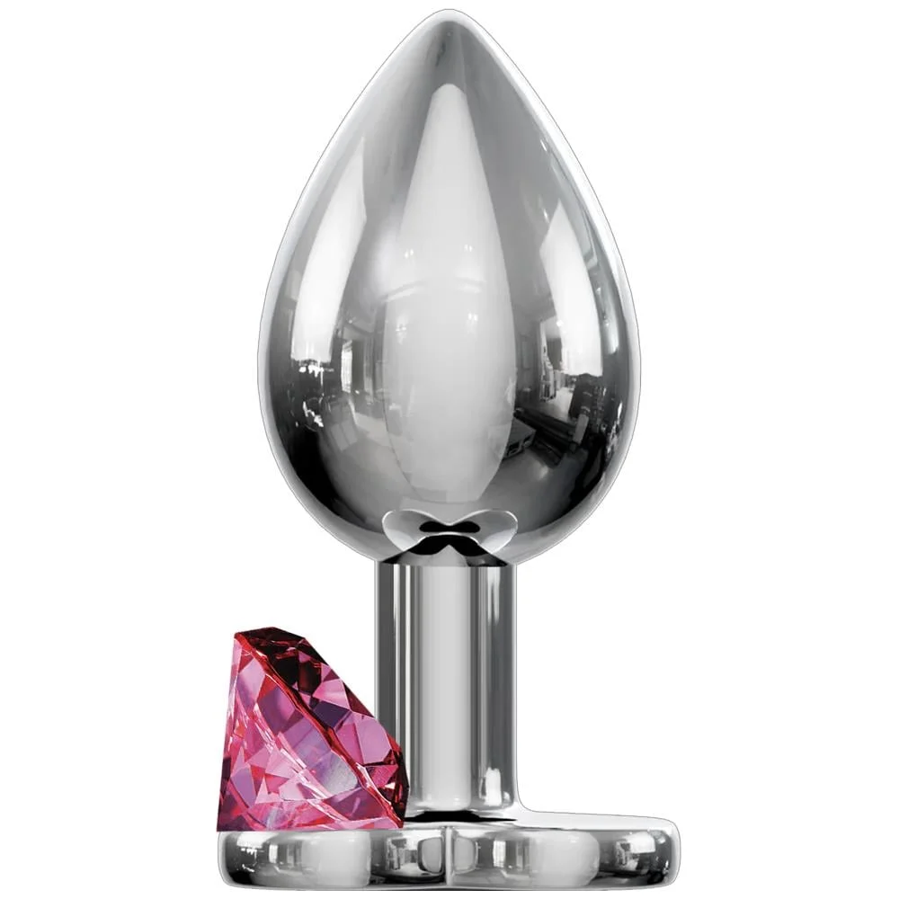 Vişne Anal Fantasy Luxury Diamond Pink Taşlı Metal Anal Plug - Small