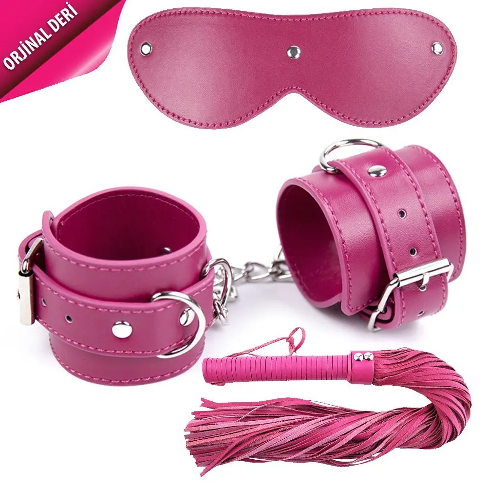 Vişne Fetish Dreams Pink Fetish Leather Handcuffs Set 3 lü
