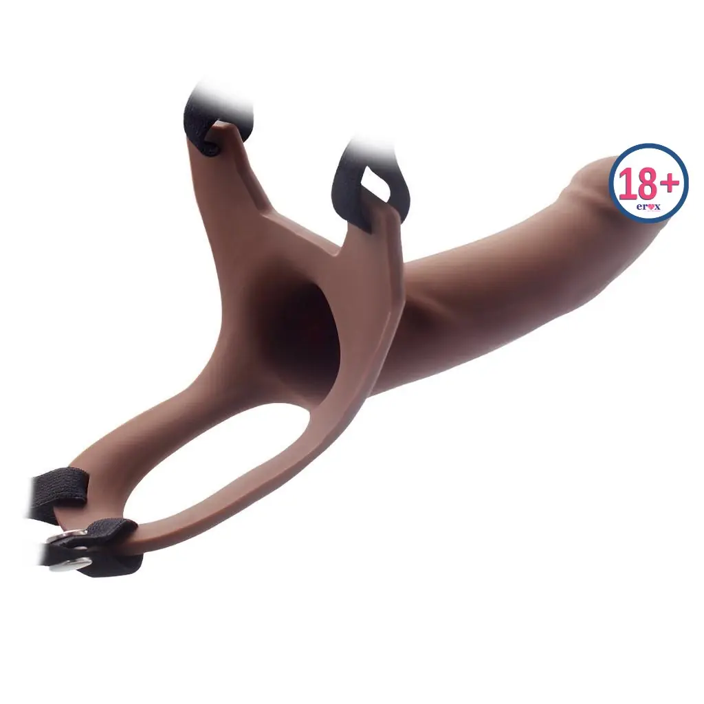 Hollow Strap-On Silicone Curved Dong İçi Boş Kemerli Melez Penis 17 cm
