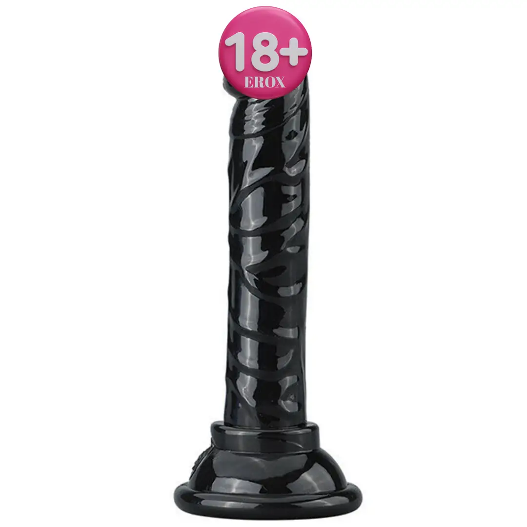 Vişne Jelly Silicone 14.5 cm Anal ve Vajinal Realistik Penis-Black
