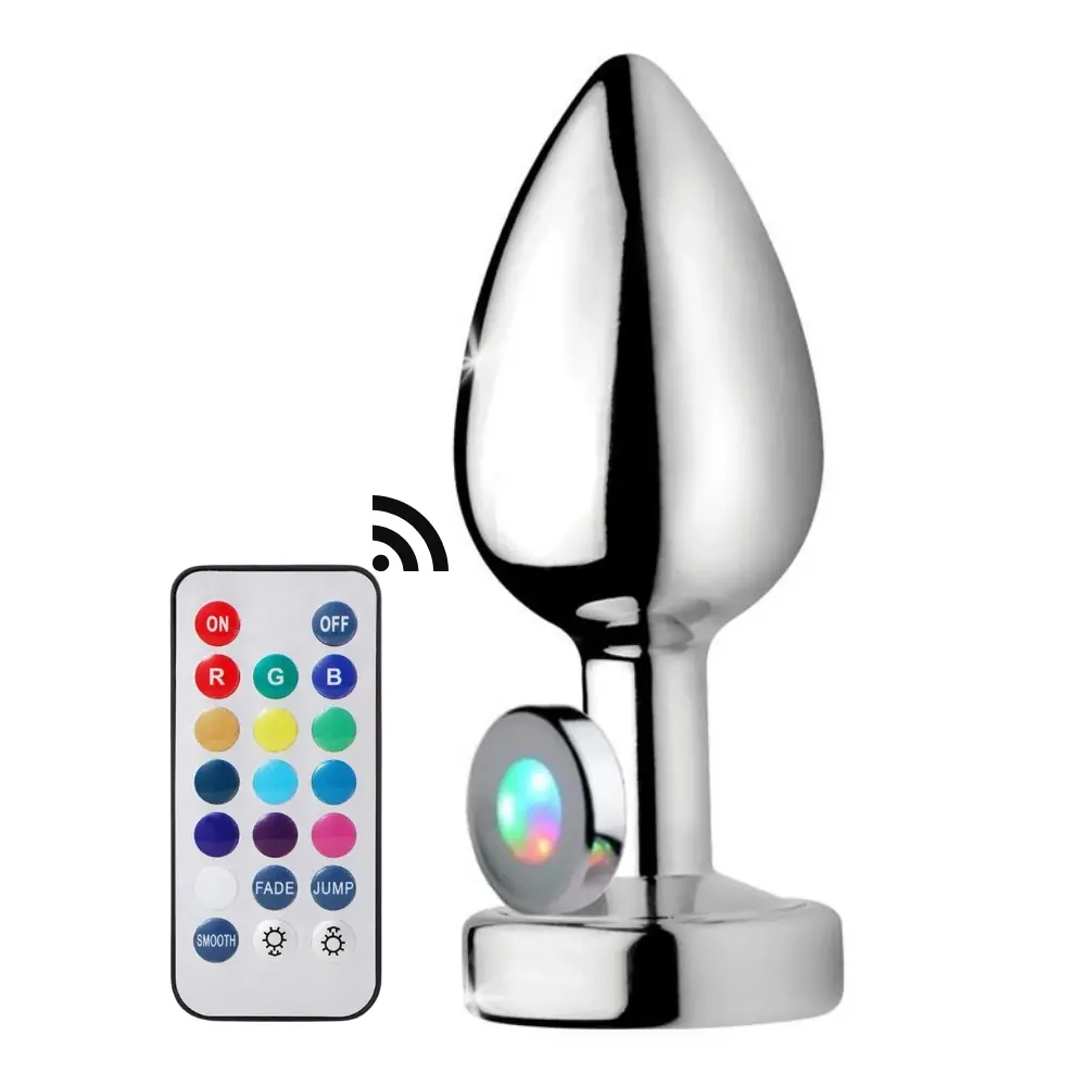 Vişne Remote Control Uzaktan Kumandalı Led Işıklı Metal Anal Plug Large