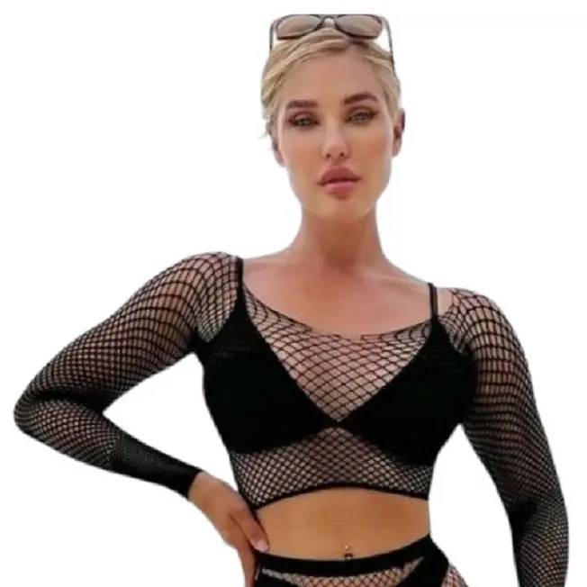 Vişne Fantasy Wear File Çorap Büstiyer Takım Seksi Vücut Çorabı