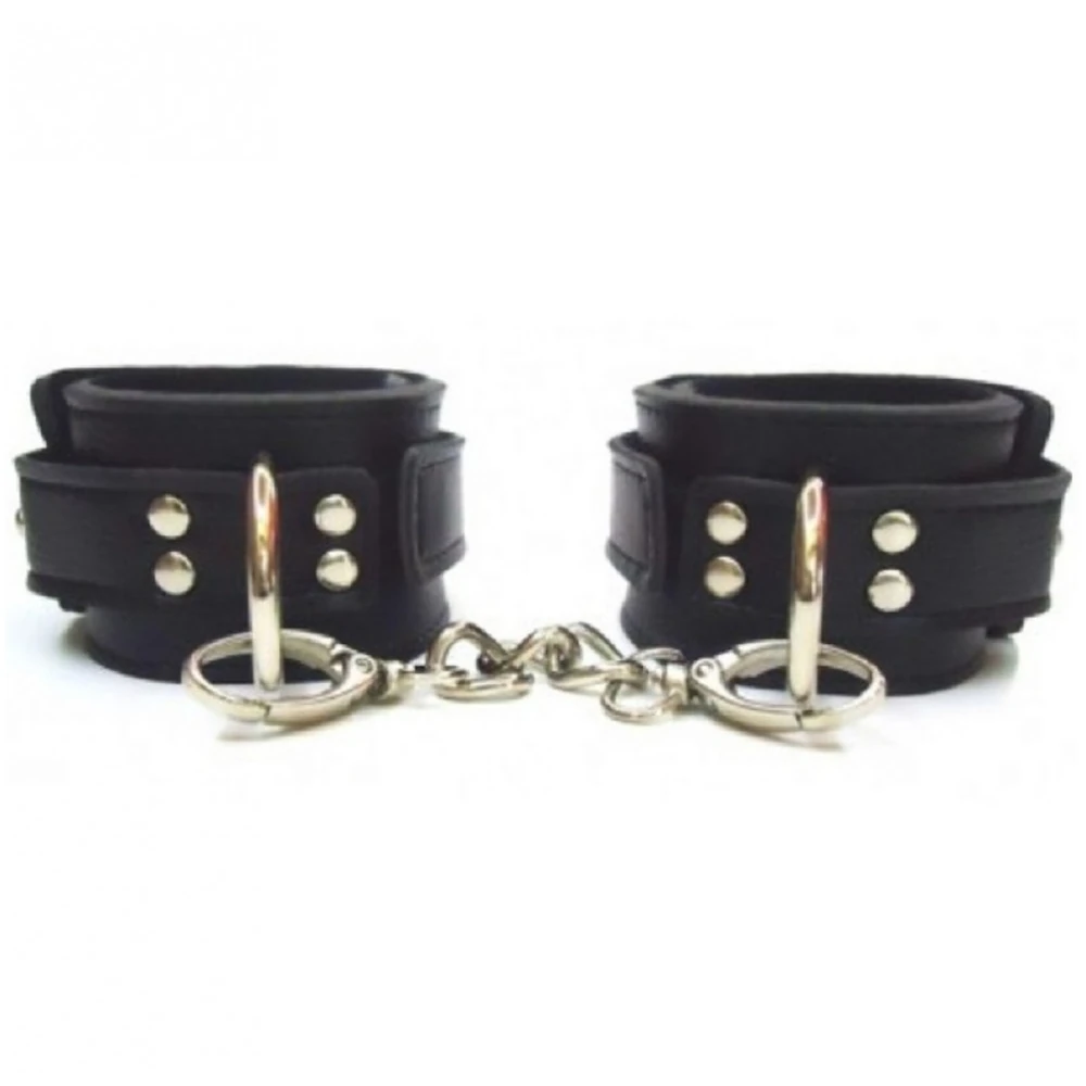 Vişne Fetish Love Game Leather Hand Cuffs Deri Kelepçe-Siyah