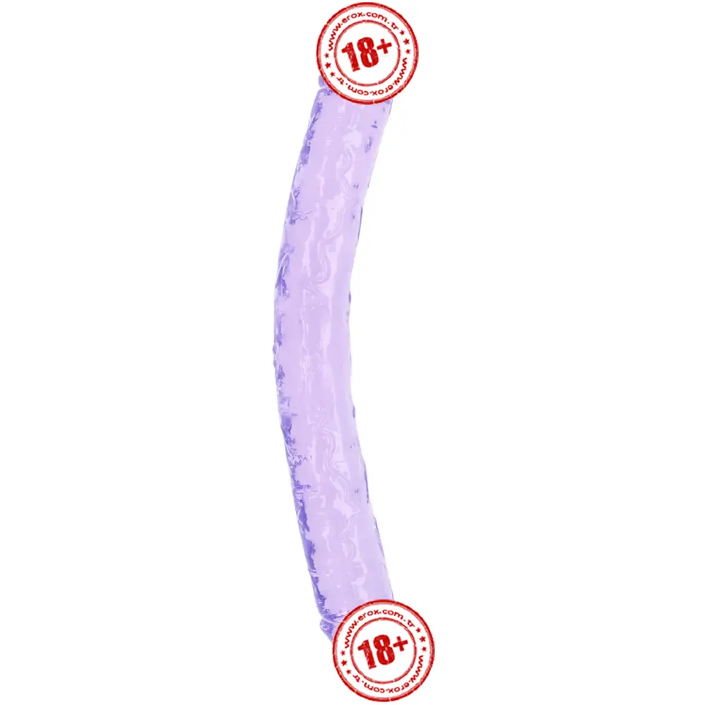 Vişne Double Ended Jelly Dildo 30 cm Çift Taraflı Jel Penis-Purple